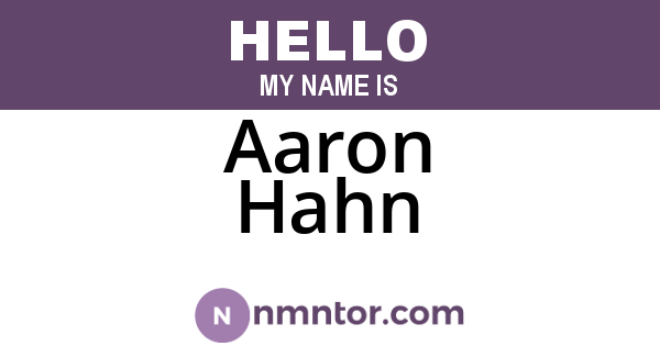 Aaron Hahn