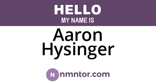 Aaron Hysinger