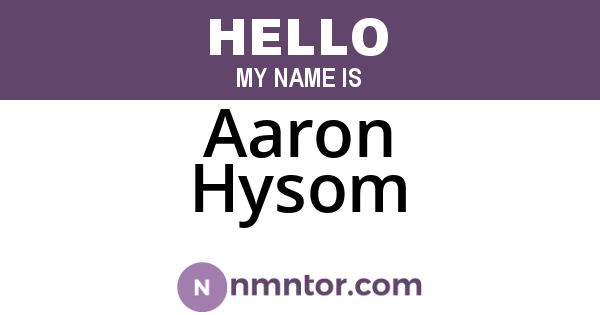 Aaron Hysom