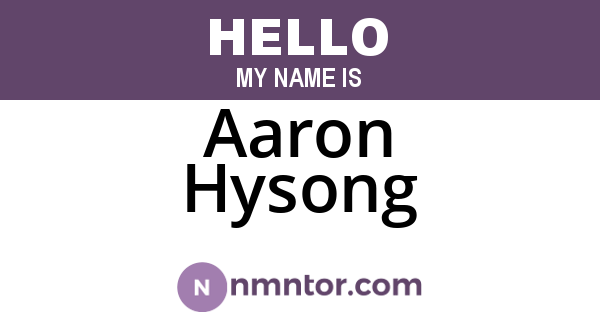 Aaron Hysong