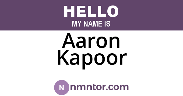 Aaron Kapoor