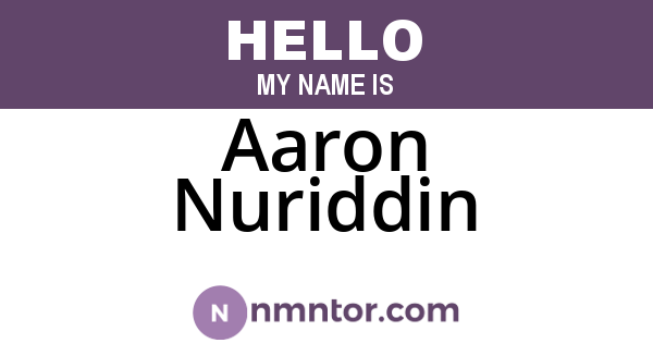 Aaron Nuriddin