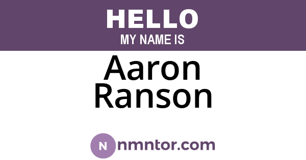 Aaron Ranson
