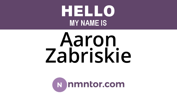 Aaron Zabriskie