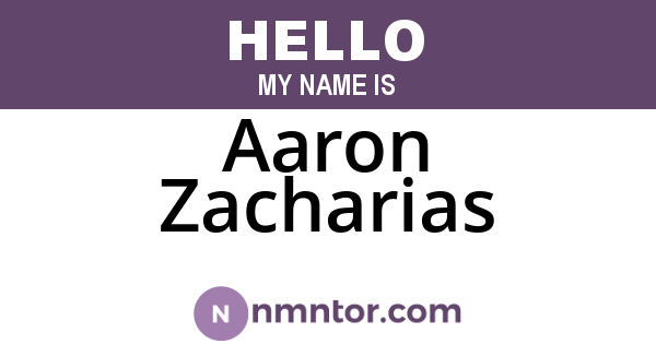 Aaron Zacharias