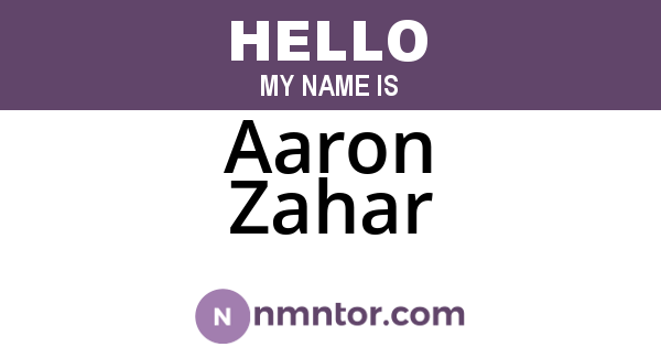 Aaron Zahar