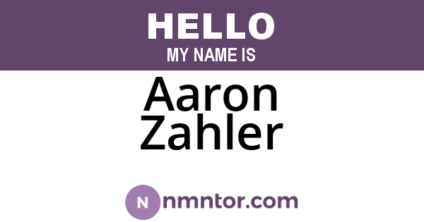 Aaron Zahler
