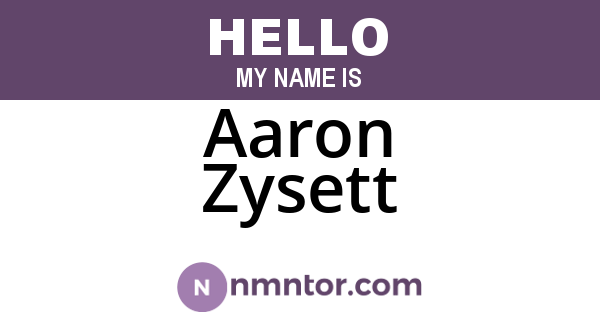 Aaron Zysett