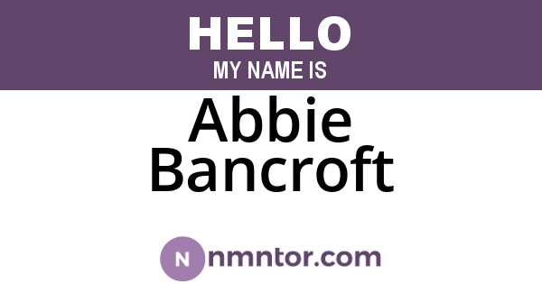 Abbie Bancroft