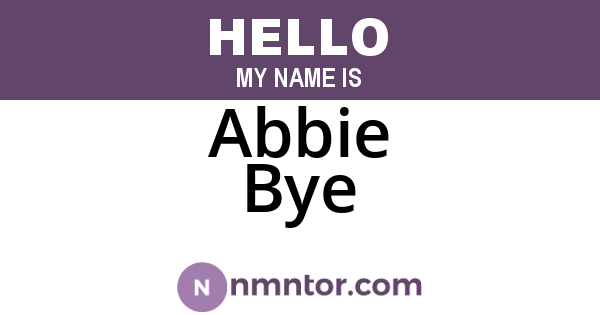 Abbie Bye