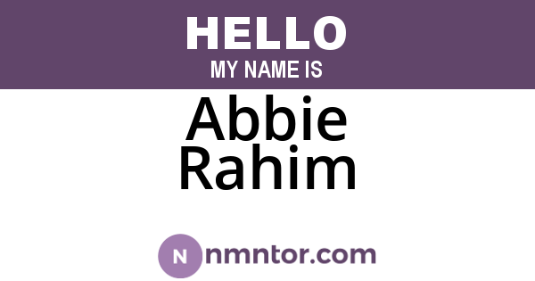 Abbie Rahim