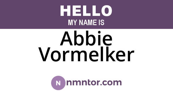 Abbie Vormelker