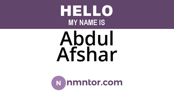 Abdul Afshar