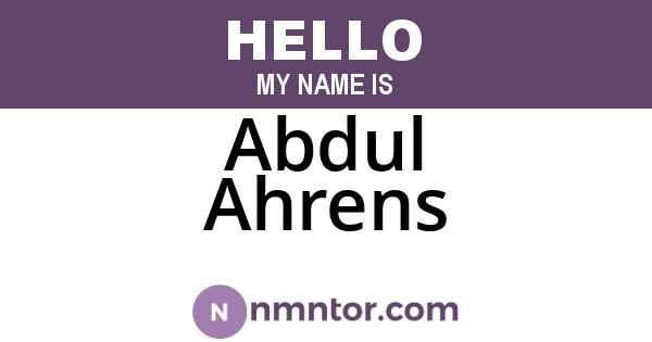 Abdul Ahrens