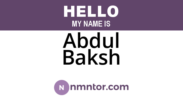 Abdul Baksh
