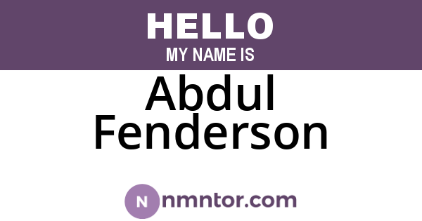 Abdul Fenderson