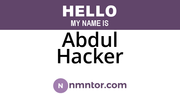 Abdul Hacker