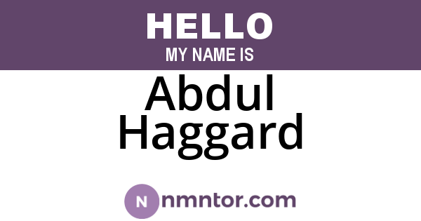 Abdul Haggard