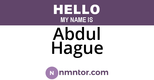 Abdul Hague