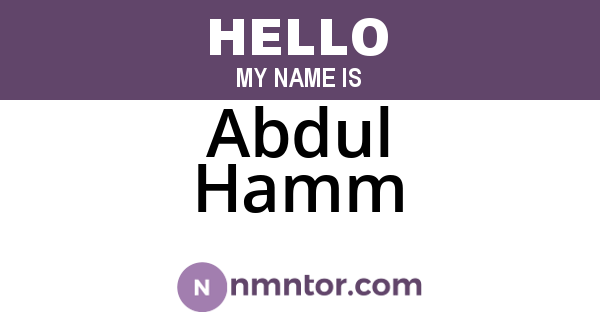 Abdul Hamm