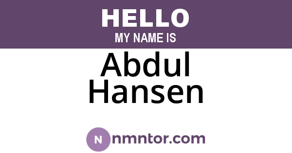 Abdul Hansen