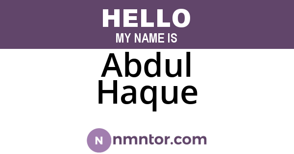 Abdul Haque