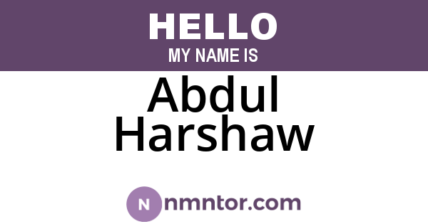 Abdul Harshaw