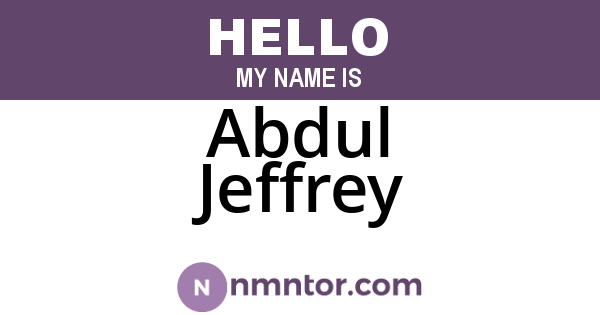 Abdul Jeffrey