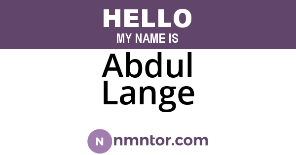 Abdul Lange