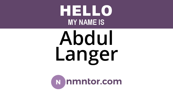 Abdul Langer