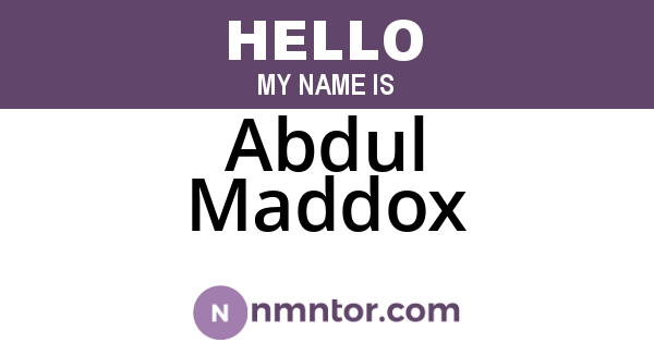 Abdul Maddox