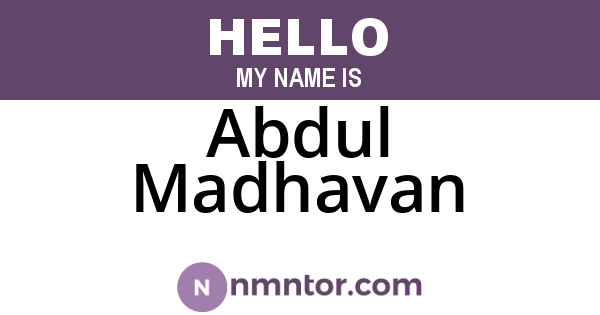 Abdul Madhavan