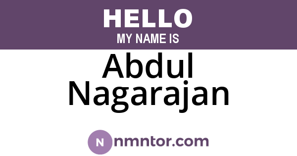 Abdul Nagarajan