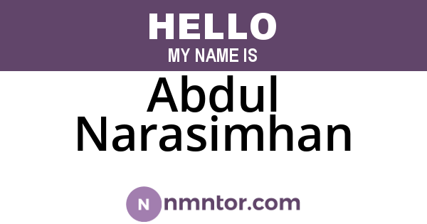 Abdul Narasimhan