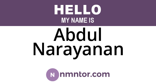 Abdul Narayanan