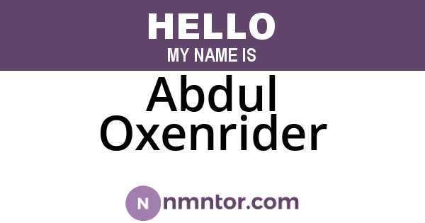 Abdul Oxenrider