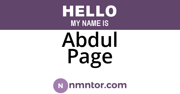 Abdul Page