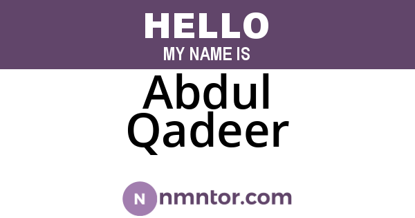 Abdul Qadeer