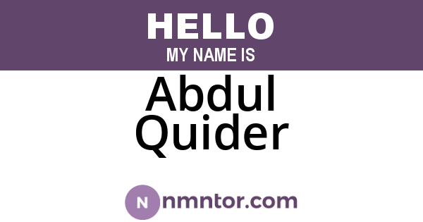 Abdul Quider