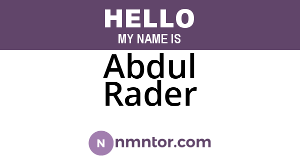 Abdul Rader