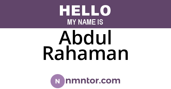 Abdul Rahaman