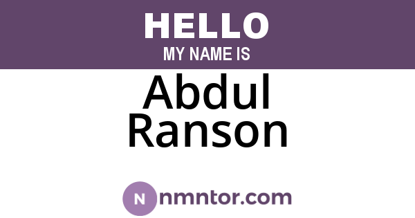 Abdul Ranson