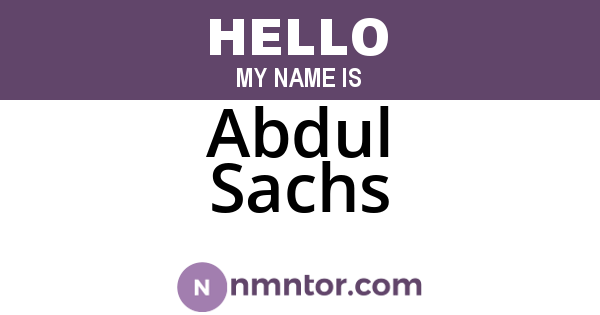 Abdul Sachs