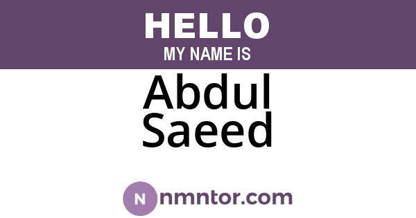 Abdul Saeed