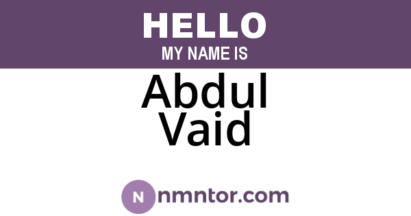 Abdul Vaid