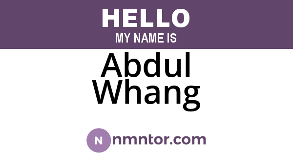 Abdul Whang