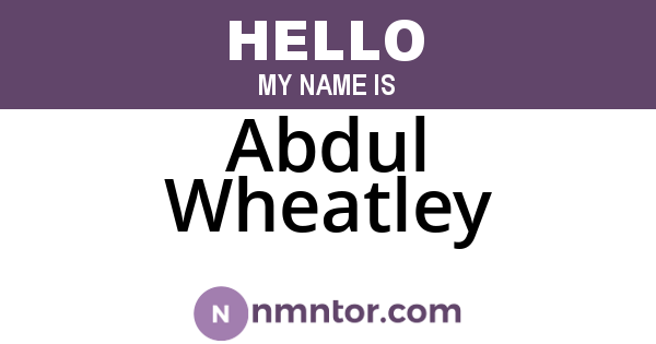 Abdul Wheatley
