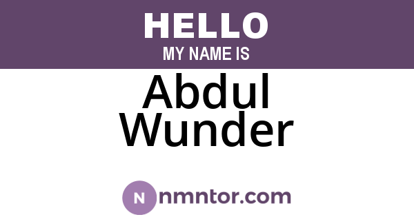 Abdul Wunder