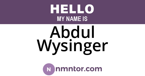 Abdul Wysinger