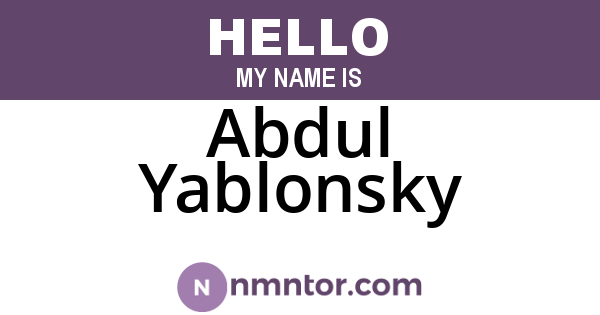 Abdul Yablonsky